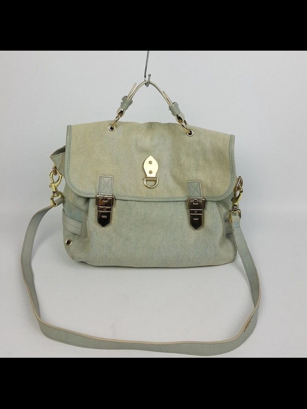 Mulberry Light Sage Canvas Satchel with Gold Hardware
